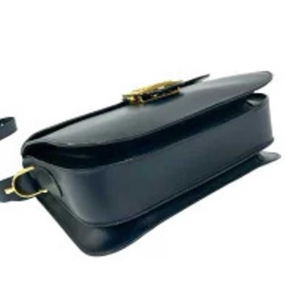 CELINE Calf Leather Shoulder Bag Pochette Sacoche Carriage Navy Blue - Picture 7 of 10